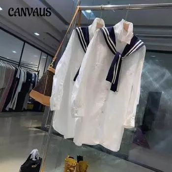 Плюс Размер Женщин Осень Новый Стиль Всего Маленький Дизайн Sense Лоскутное Поддельные Две Рубашки Топы L белый