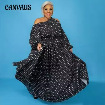 Плюс Размер Женщин Печать Свободный Одно Плечо Бретелька Сексуальное Юбка Платье L красный