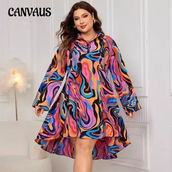 Плюс Размер Женщин Печатный Модный Длинный Платье XL роза розовый