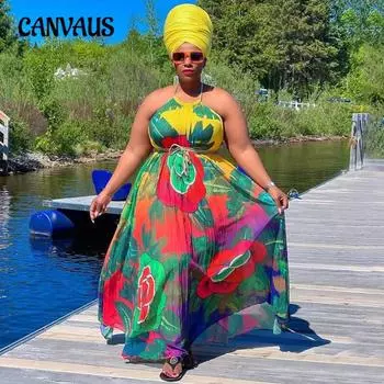 Плюс Размер Женщин Печатный Модный Swing Платье L розовый