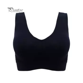 Плюс размер женщин противоударный дышащий беспроводной жилет пуш-ап бюстгальтер спортивное нижнее белье XXL чёрный