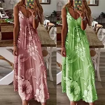 Плюс Размер Женщины Без Рукавов V-образный вырез Цветочный Принт Большой Swing Свободный Sling XXXXL фиолетовый