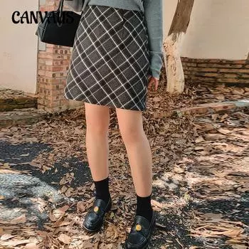 Плюс Размер Женская Алмазная Клетчатая Юбка Полуюбка Пакет Бедра Юбка Закрытая Бедра Юбка С Высокой Талией XL чёрный