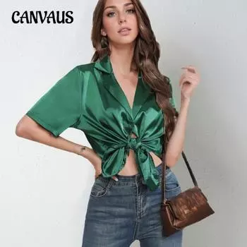 Плюс Размер Женская Летняя Новая Рубашка С Коротким Рукавом и Воротником S чёрный