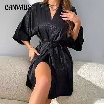 Плюс Размер Женская Летняя Сексуальная Повседневная Тонкая Домашняя Одежда Простая Повседневная Свободная Пижама На Шнуровке S белый