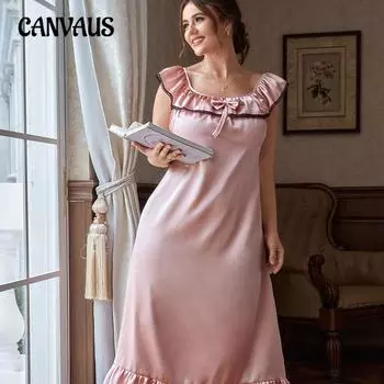 Плюс Размер Женская Летняя Сексуальная Свободная Повседневная Домашняя Одежда Тонкое Домашнее Платье Пижама 1XL розовый