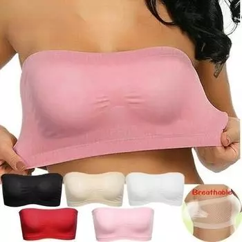 Плюс размер женская мода бесшовные без бретелек мягкая антиэкспонированная высокая эластичная сетка обернутая невидимая без бретелек S розовый