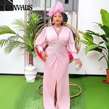 Плюс Размер Женская Мода Элегантный Новый Макси Платье L шампанского