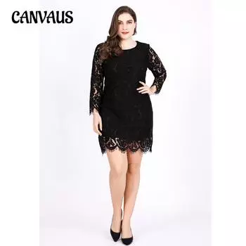 Плюс Размер Женская Мода Новое Кружевное Черное Платье M слоновая кость