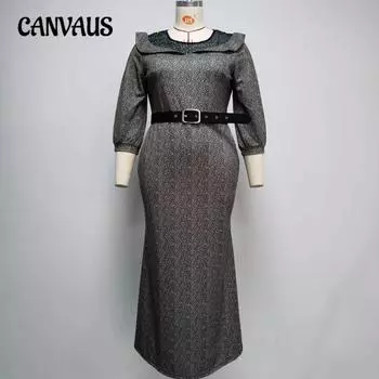 Плюс Размер Женская мода Новое платье с круглым вырезом и принтом «рыбий хвост» 2XL малиновый