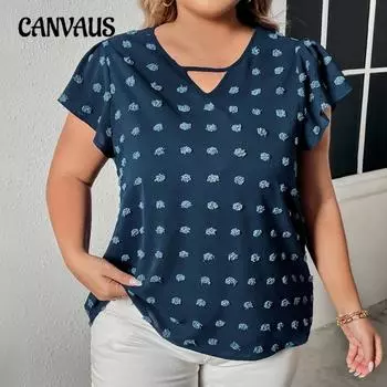 Плюс Размер Женская мода Новый Павлин Синий Свободный Топ с Коротким Рукавом 1XL синий