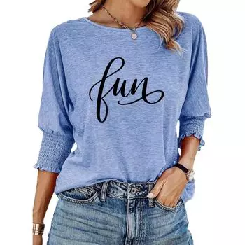 Плюс Размер Женская мода свободная футболка с круглым вырезом и буквенным принтом S белый