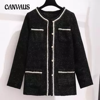 Плюс Размер Женская Осень и Зима Новая Модная Элегантная Толстая и Флисовая Куртка XL чёрный