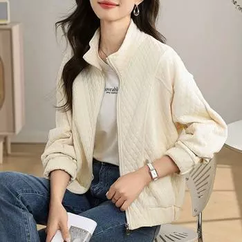 Плюс Размер Женская Осенняя Мода Корейский Стиль Утягивающий Универсальный Трикотажный Жакет с Темпераментом M розовый