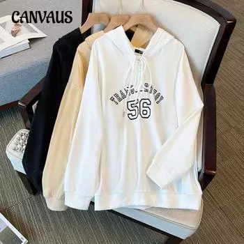 Плюс Размер Женская Осенняя Мода С Капюшоном Новая Свободная Худи Для Похудения 2XL белый