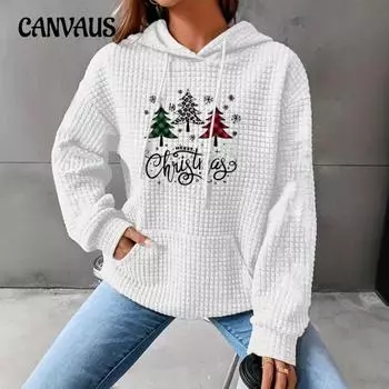 Плюс Размер Женская Свободная Рождественская Толстовка Повседневная Новая Осенняя Толстовка 1XL белый