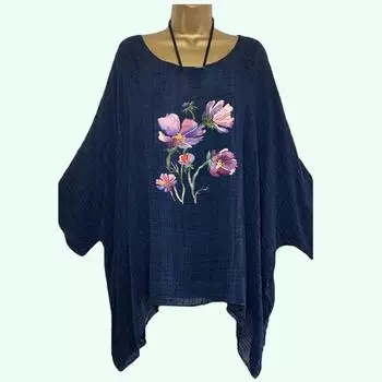 Плюс Размер Женская Тонкая Хлопковая Льняная Рубашка Весна и Лето Повседневная Свободная Рубашка С Длинным Рукавом Женская Модная Цветочная Печать Длинная Рубашка S белый