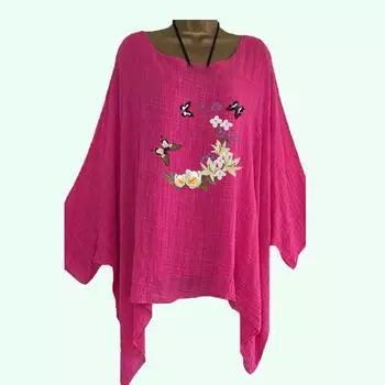 Плюс Размер Женская Тонкая Хлопковая Льняная Рубашка Весна и Лето Повседневная Свободная Рубашка С Длинным Рукавом Женская Модная Цветочная Печать Длинная Рубашка S белый