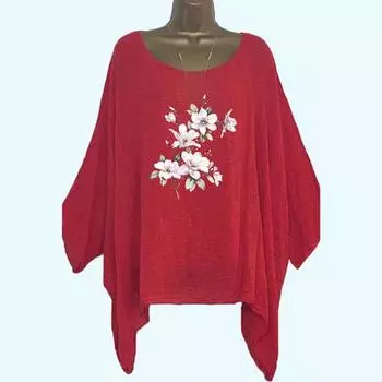 Плюс Размер Женская Тонкая Хлопковая Льняная Рубашка Весна и Лето Повседневная Свободная Рубашка С Длинным Рукавом Женская Модная Цветочная Печать Длинная Рубашка S белый