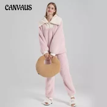 Плюс размер женская высококачественная теплая домашняя одежда осень и зима длинный рукав коралловый бархат толстый пижамный комплект M розовый