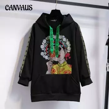 Плюс Размер Женская Зимняя Толстовка Из Флисовой и Толстой Толстовки Новая Свободная Тонкая Толстовка XL