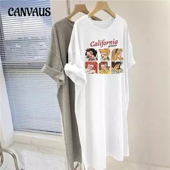 Плюс Размер Женские Короткие Рукава Длинные Футболки Платья Летние Длинные Платья M чёрный