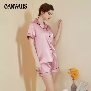 Плюс Размер Женские Летние Однотонные Короткие Рукава Шорты Повседневная Домашняя Одежда Пижамный Комплект S