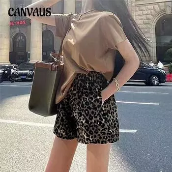 Плюс размер женские персонализированные модные эластичные шорты с леопардовым принтом и высокой талией повседневные брюки L цветной печати леопарда