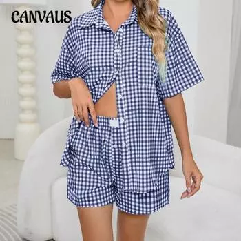 Плюс размер женские удобные с высокой талией свободные широкие брюки винтажные клетчатые шорты повседневный костюм S зелёный