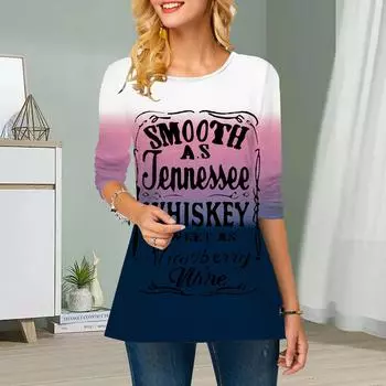 Плюс Размер Женский Цветочный Английский Принт Круглый Вырез Повседневный Свободный Длинный Рукав Топ XS фиолетовый