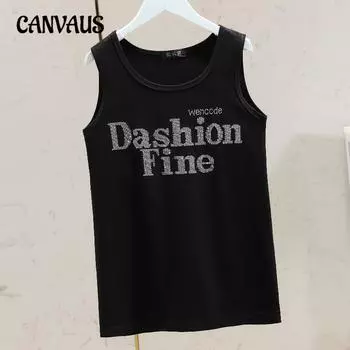 Плюс Размер Женский Летний Новый Универсальный Модный Жилет XL чёрный