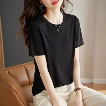 Плюс Размер Женский Летний Тонкий Однотонный Цвет Свободный Топ 3XL белый