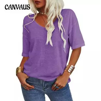 Плюс Размер Женский Новый Однотонный Топ С Короткими Рукавами V-образный Вырез S армия зеленый