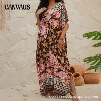 Плюс Размер Женский Новый Принт Бикини Солнцезащитный Купальник Cover Up one size