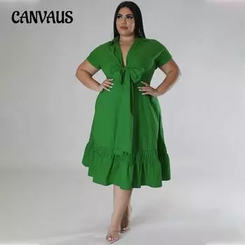 Плюс Размер Женский Однотонный Кардиган Топ Полу-Кардиган Стильный Завязкой Воланами Платье XL зелёный