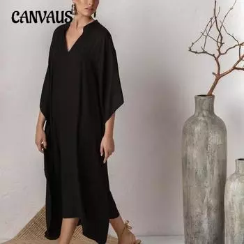 Плюс Размер Женский Однотонный Пляжный Стоячий Воротник Отдыха Бикини Солнцезащитный Прикрытие one size