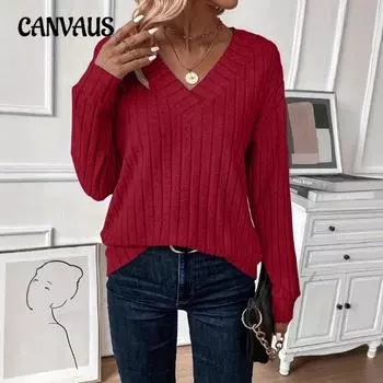 Плюс Размер Женский Осень Новый Slim Fit V Neck Knit Top 1XL серый