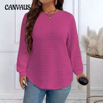 Плюс Размер Женский Осенний Новый Повседневный Свободный Клетчатый Топ 1XL чёрный