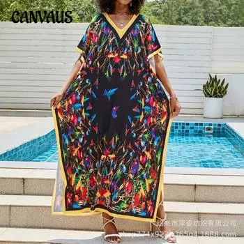 Плюс Размер Женский Пляжный Бикини Солнцезащитный Свободный Купальник Для Отдыха С Накидкой One Size