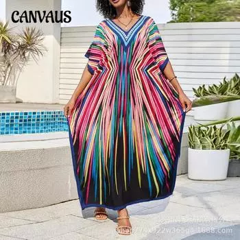 Плюс Размер Женский Пляжный Принт Свободный Отдых Бикини Солнцезащитный Купальник С Прикрытием One Size