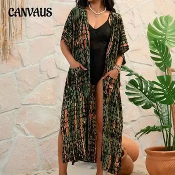 Плюс Размер Женский Солнцезащитный Кардиган Праздничный Бикини Поверх Накидки One Size