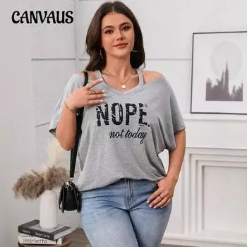 Плюс Размер Женский Весенний Повседневный Топ С Короткими Рукавами И Открытыми Плечами XL чёрный