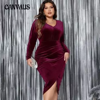 Плюс Размер Женское Длинные Рукава Сексуальное Платье-футляр С Высокой Талией XL темно-зеленого