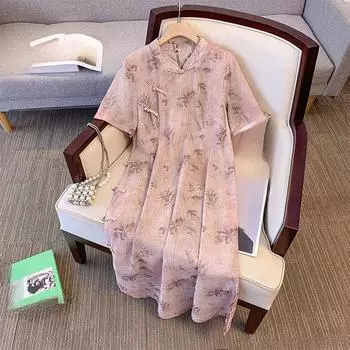 Плюс размер Женское летнее новое китайское платье-чонсам в улучшенном национальном стиле для молодежи 2XL