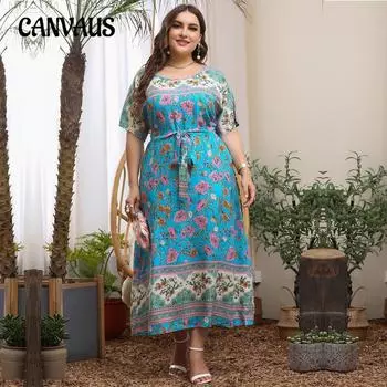 Плюс Размер Женское Летнее Новое Платье С Круглым Вырезом, Утягивающее Талию L хаки