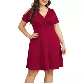 Плюс размер женское летнее повседневное вечернее платье с коротким рукавом и V-образным вырезом модное тонкое платье на бедрах S белый