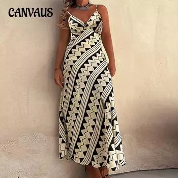 Плюс Размер Женское Летнее Темпераментное Диагональные Полоски Без Рукавов Платье Холтер Средней Длины 1XL