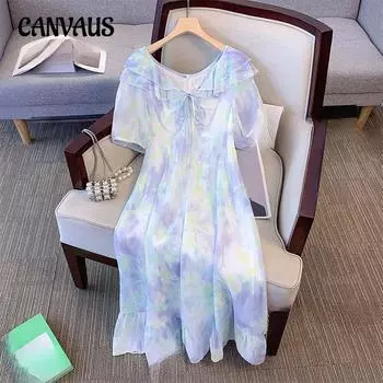 Плюс Размер Женское Летнее Тонкое Маленькое Свежее Милое Нишевое Дизайн Sense Платье 2XL