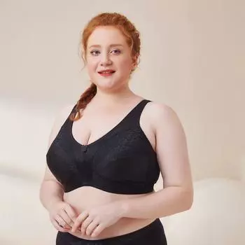 Плюс Размер Женское Нижнее Белье Тонкий Воздухопроницаемый Нижнее Белье Без Подкладки Бралетт Большая Чашка Беспроводной Минимизатор Бюстгальтер 75B