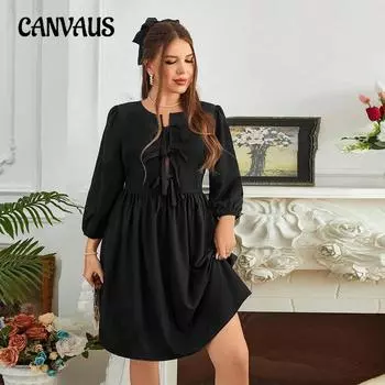 Плюс Размер Женское Платье Осеннее Ю Сестра Интеллектуальный Темперамент Бретелька Элегантное Платье Средней Длины 1XL чёрный